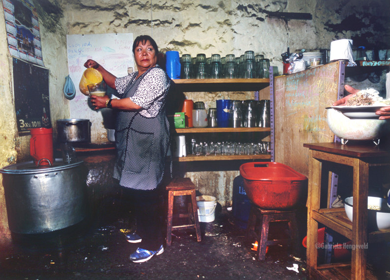 Chicheria and a chicha woman brewer in Peru